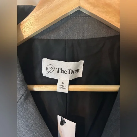 NWT The Drop Liza Relaxed Double Breasted Blazer, Heather Grey, Size M Chic - Picture 3 of 10